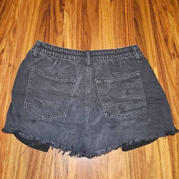 Aerie Black Distressed Elastic Waistband Shorts Womens Size Small - Picture 3 of 6